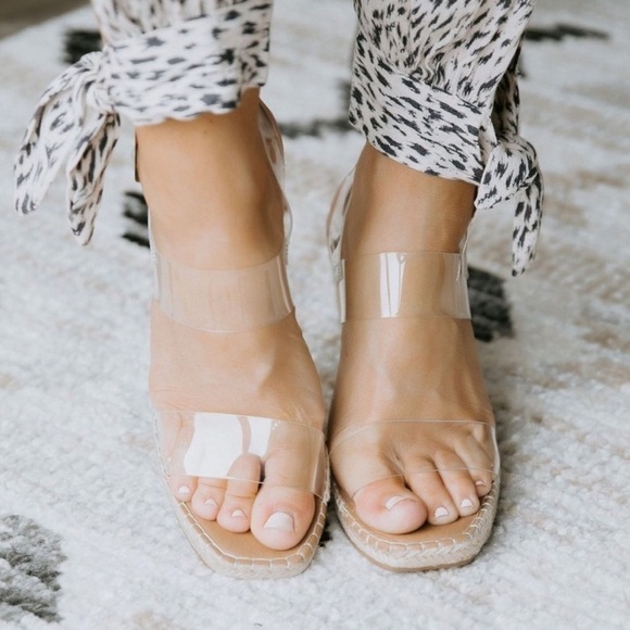 NEW Steve Madden Uri Clear Vinyl Espadrille Wedges - Picture 1 of 16